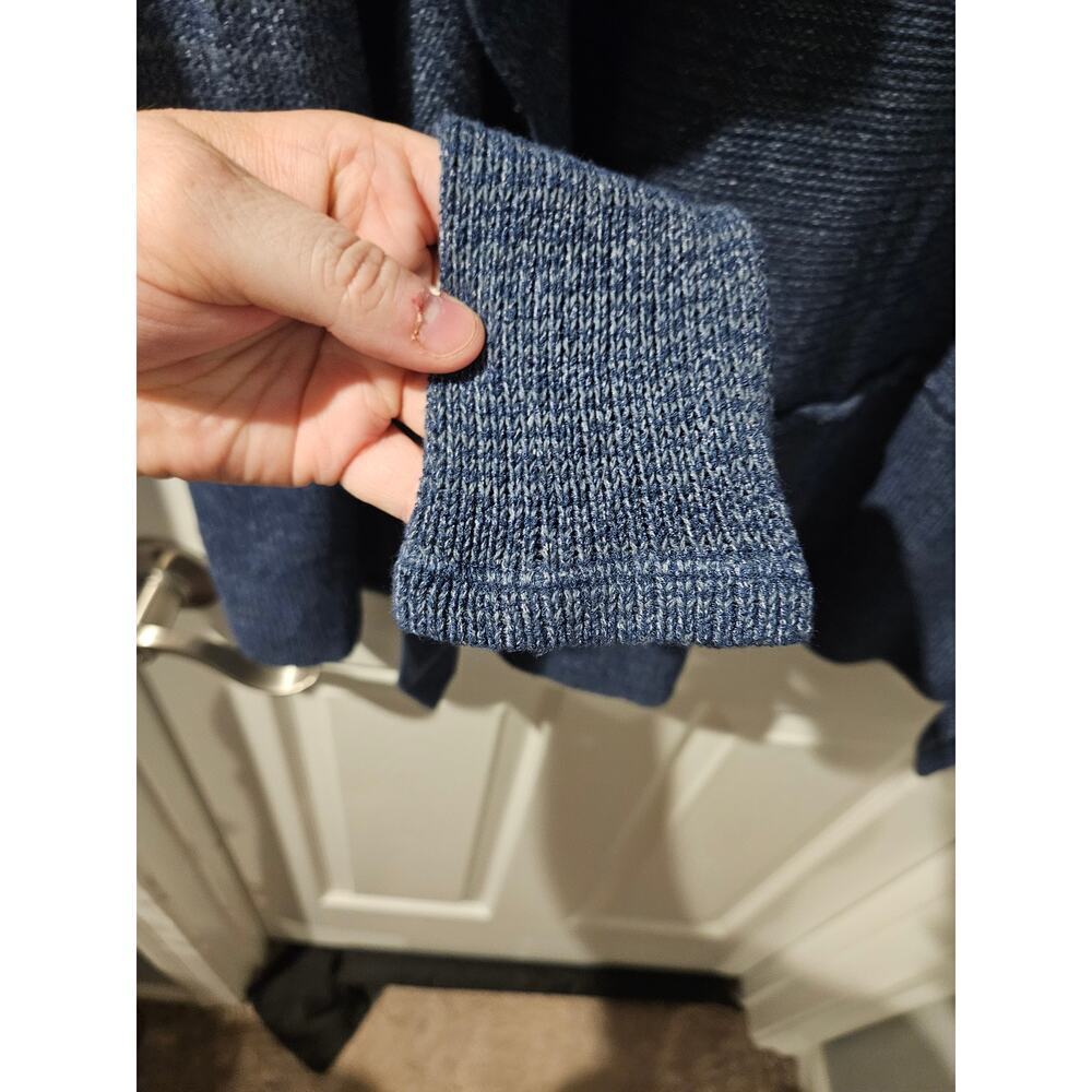 Anthropologie The Odells Blue Linen blend loose weave waterfall cardigan small - Picture 6 of 7